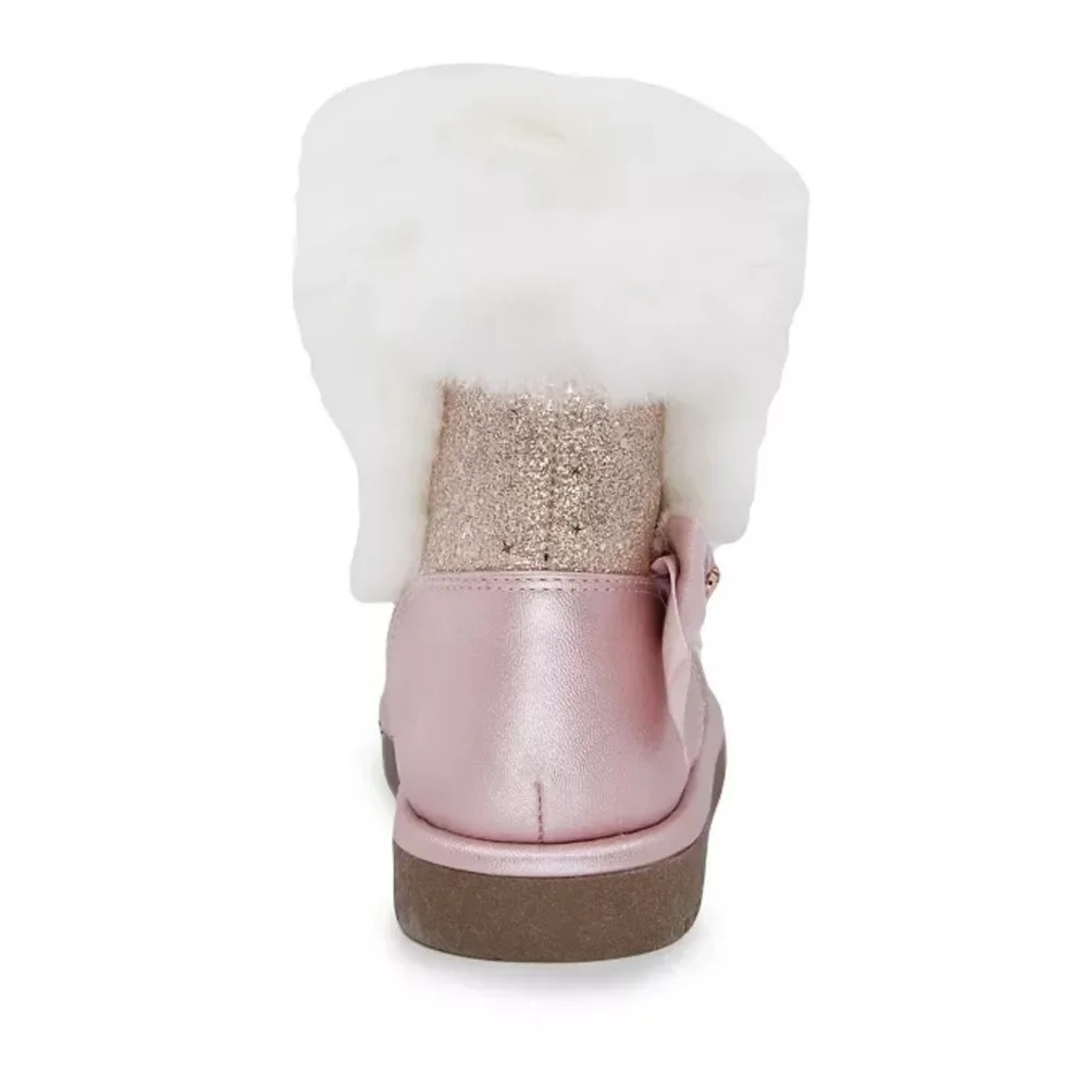 New! JUICY COUTURE Girls Lil Windsor Gold Glitter Faux Fur Boots Booties Size 5T